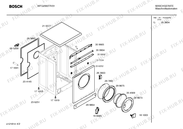 Схема №2 WFG2060TR Harmony 2060 с изображением Панель управления для стиралки Bosch 00360097