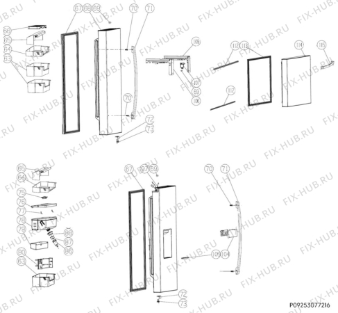 Взрыв-схема холодильника Husqvarna QRT3100X - Схема узла Door 003