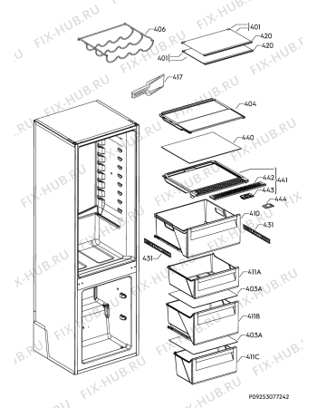 Взрыв-схема холодильника Electrolux EN3611MKX - Схема узла Internal parts