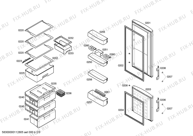 Схема №2 3KE5730A с изображением Дверь для холодильника Bosch 00240679