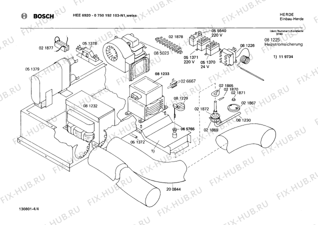 Взрыв-схема плиты (духовки) Bosch 0750192103 HEE6920 - Схема узла 04