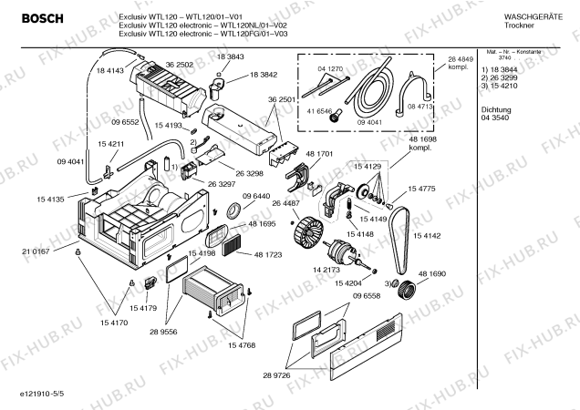 Взрыв-схема сушильной машины Bosch WTL120FG Exclusiv 120 electronic - Схема узла 05