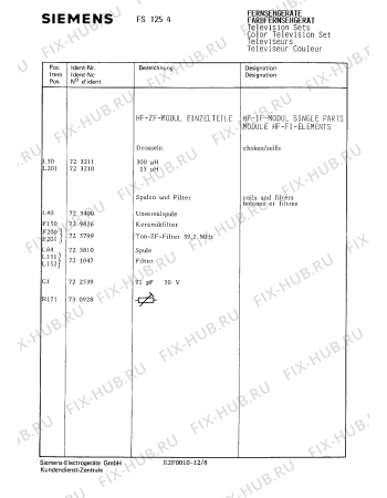 Схема №5 FS1254 с изображением Интегрированный контур для телевизора Siemens 00732866