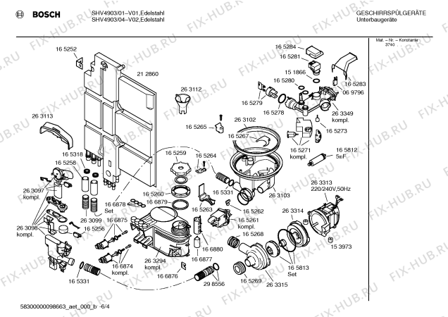 Взрыв-схема посудомоечной машины Bosch SHV4903 - Схема узла 04
