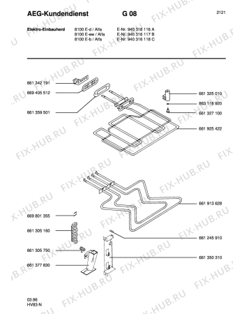 Взрыв-схема плиты (духовки) Aeg 8100E-D A - Схема узла Section3