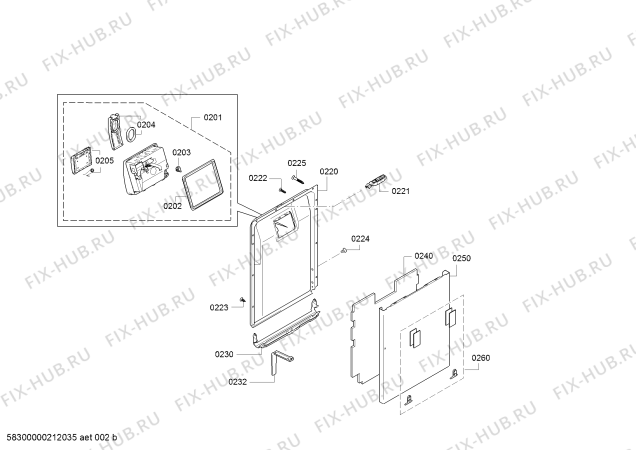 Взрыв-схема посудомоечной машины Bosch SPV25CX02E Silence Plus - Схема узла 02