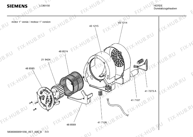 Схема №3 LC80150 с изображением Вал вентилятора для электровытяжки Siemens 00488575