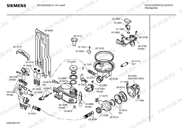 Взрыв-схема посудомоечной машины Siemens SE24630GB - Схема узла 04