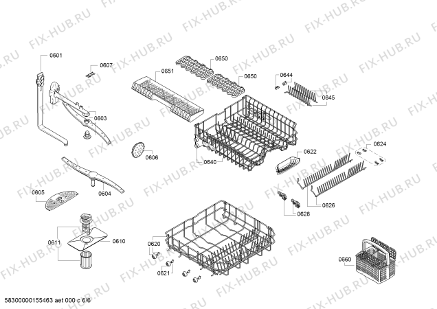 Взрыв-схема посудомоечной машины Bosch SMU40M55EU - Схема узла 06