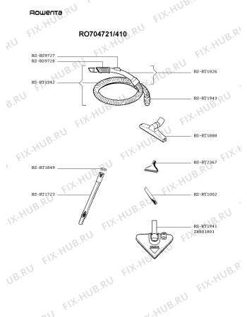 Взрыв-схема пылесоса Rowenta RO704721/410 - Схема узла BP002762.3P2