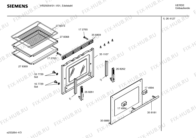 Взрыв-схема плиты (духовки) Siemens HR25054 - Схема узла 03