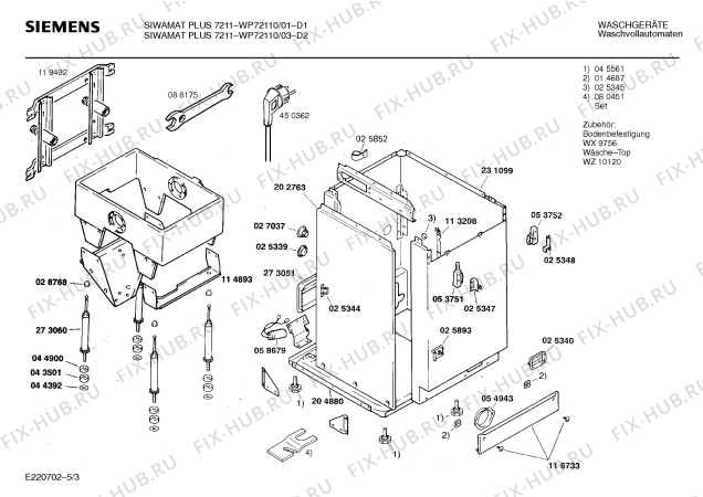 Схема №2 WP72110, SIWAMAT PLUS 7211 с изображением Панель управления для стиралки Siemens 00280990