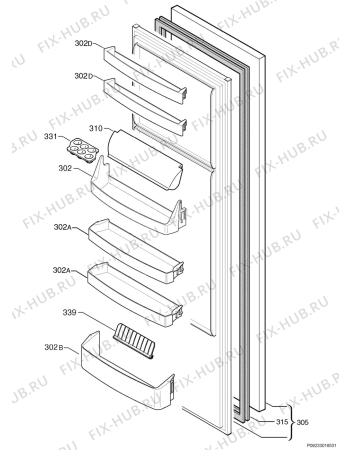 Взрыв-схема холодильника Electrolux ERN31801 - Схема узла Door 003