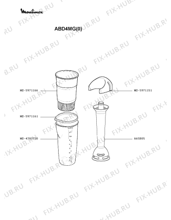 Взрыв-схема блендера (миксера) Moulinex ABD4MG(0) - Схема узла Q0000349.4Q2