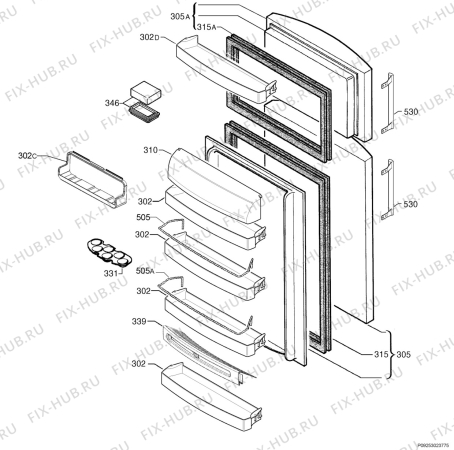 Взрыв-схема холодильника Aeg Electrolux S70438DT1 - Схема узла Door 003