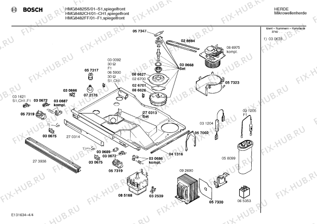 Взрыв-схема микроволновой печи Bosch HMG8482CH - Схема узла 04