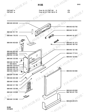 Взрыв-схема посудомоечной машины Electrolux ESF645  WEISS - Схема узла Command panel 037