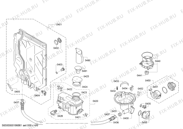 Взрыв-схема посудомоечной машины Bosch SMI46GS01E SilencePlus - Схема узла 04