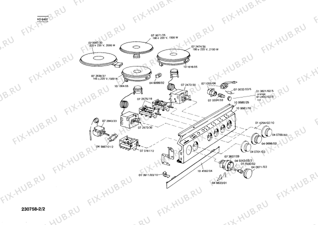 Взрыв-схема плиты (духовки) Siemens HS6407 - Схема узла 02