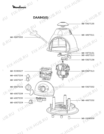 Взрыв-схема блендера (миксера) Moulinex DAA843(0) - Схема узла IP002597.4P2