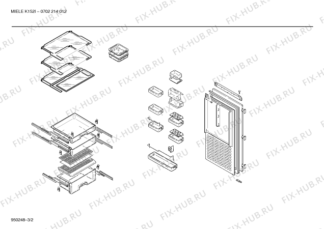 Взрыв-схема холодильника Miele KIFMIP2 K152I/45 - Схема узла 02