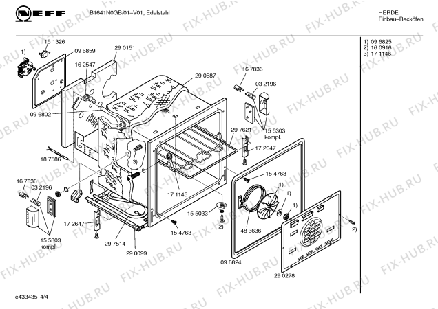 Взрыв-схема плиты (духовки) Neff B1641N0GB B1641 - Схема узла 04