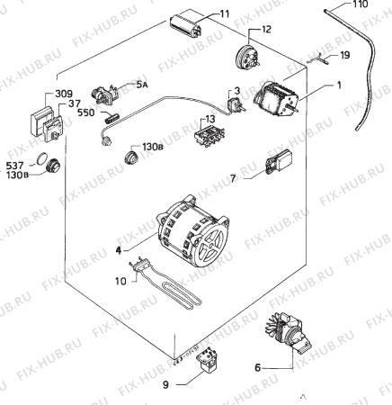 Взрыв-схема стиральной машины Zanussi ZF523G - Схема узла Electrical equipment 268