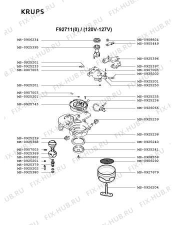 Взрыв-схема кофеварки (кофемашины) Krups F92711(0) - Схема узла ZP001882.7P4