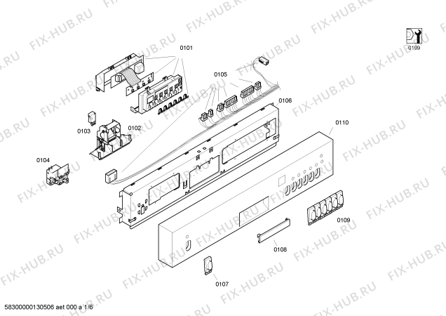 Схема №1 4VS743BD с изображением Панель управления для электропосудомоечной машины Bosch 00665663