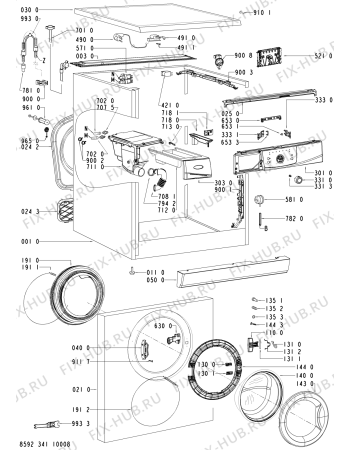 Схема №2 AWO/D 41105 с изображением Обшивка для стиралки Whirlpool 481245217971