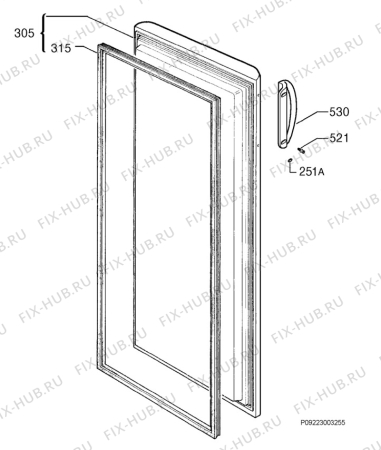 Взрыв-схема холодильника Zanker 571/075 - Схема узла Door 003