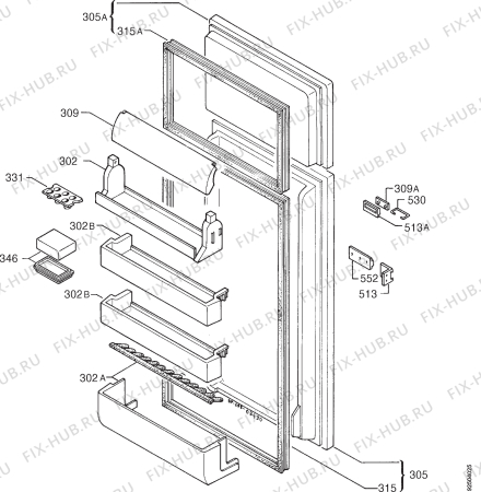 Взрыв-схема холодильника Zanussi ZR220/2TN - Схема узла Door 003