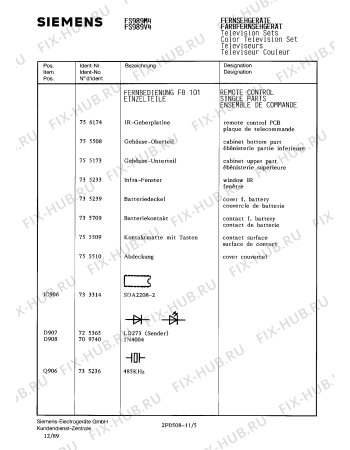 Схема №6 FS989V4 с изображением Сервисная инструкция для телевизора Siemens 00535331