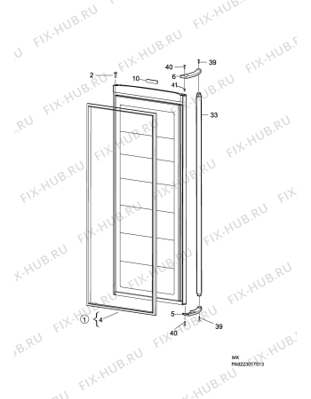 Взрыв-схема холодильника Husqvarna Electrolux QT3520X - Схема узла C10 Door
