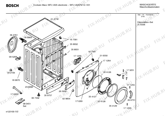 Взрыв-схема стиральной машины Bosch WFL120AFN Exclusiv Maxx WFL 120 A electronic - Схема узла 02