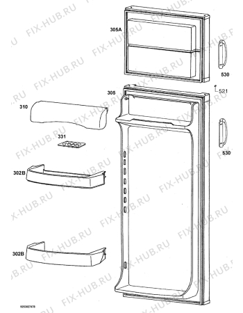 Взрыв-схема холодильника Aeg Electrolux S60200DT1 - Схема узла Door 003