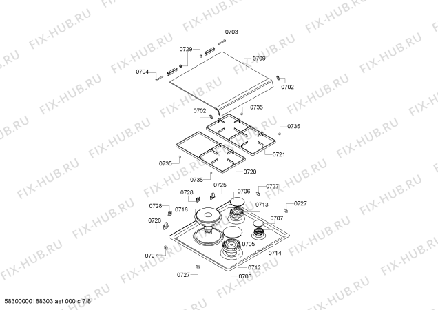 Взрыв-схема плиты (духовки) Bosch HGD85D223F - Схема узла 07