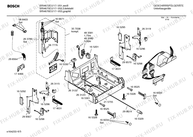 Схема №5 SRI5605 с изображением Кнопка для посудомойки Bosch 00174498