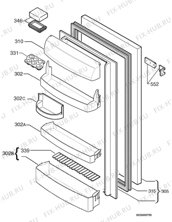 Взрыв-схема холодильника Juno Electrolux JKI4458 - Схема узла Door 003