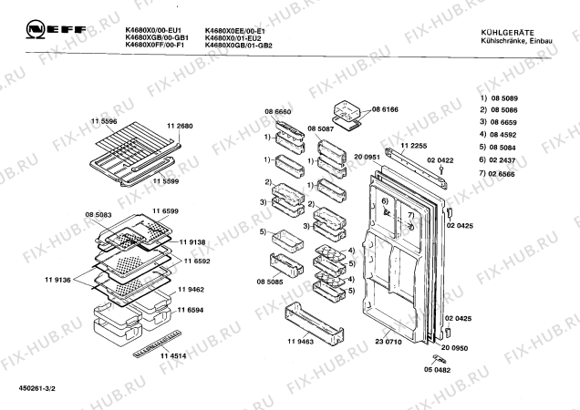 Взрыв-схема холодильника Neff K4680X0GB - Схема узла 02