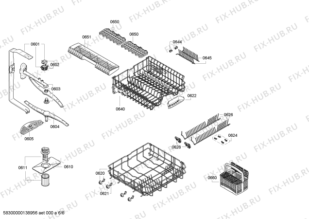 Взрыв-схема посудомоечной машины Siemens SN55M600GB - Схема узла 06