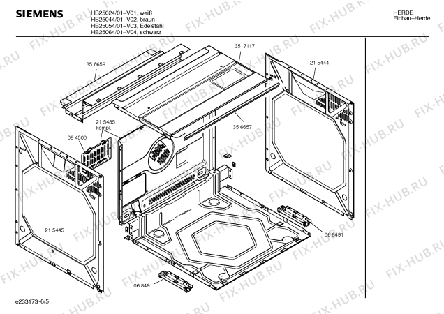 Взрыв-схема плиты (духовки) Siemens HB25044 - Схема узла 05