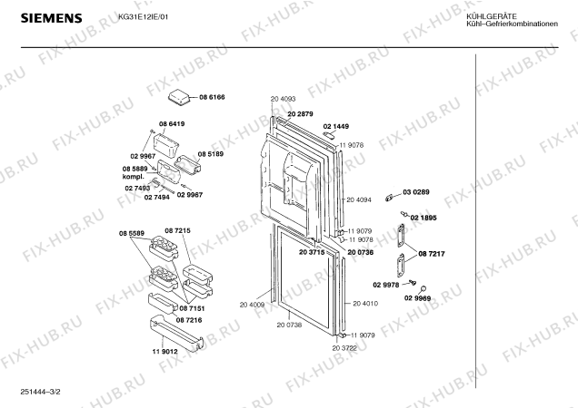 Взрыв-схема холодильника Siemens KG31E12IE - Схема узла 02