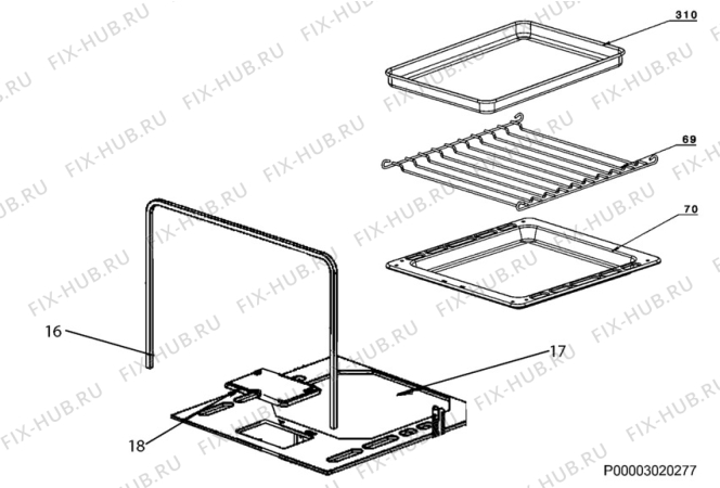 Взрыв-схема плиты (духовки) Zanussi ZCG054GW - Схема узла Oven