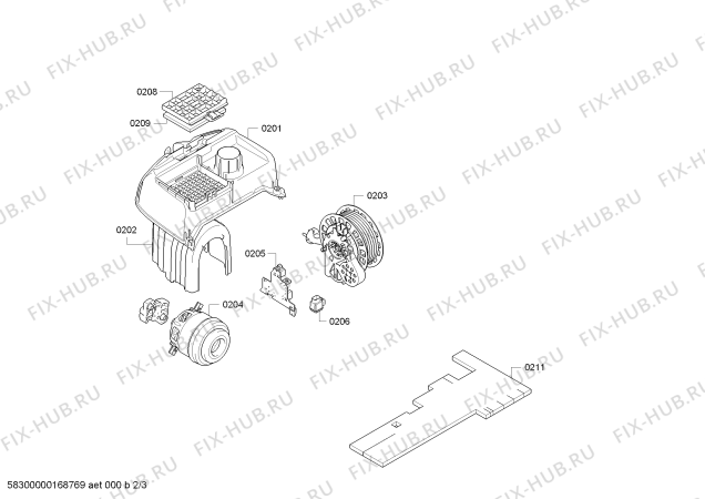 Взрыв-схема пылесоса Siemens VSZ4G2222 Z4.0 2200W parquet - Схема узла 02