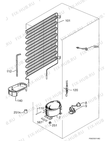 Взрыв-схема холодильника Electrolux ERO2521 - Схема узла Cooling system 017