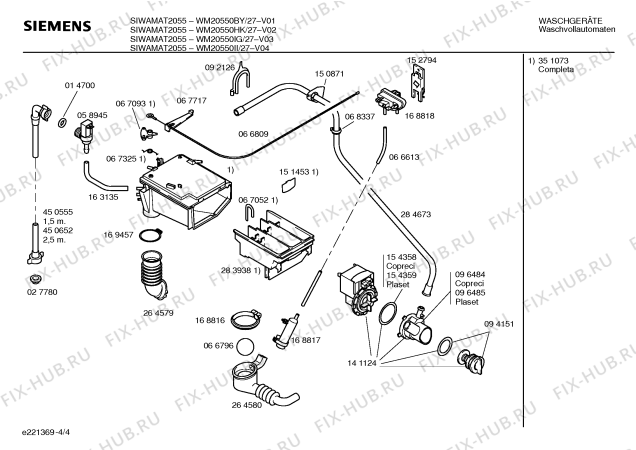 Схема №2 WM20850HK SIWAMAT 2085 с изображением Таблица программ для стиральной машины Siemens 00163091