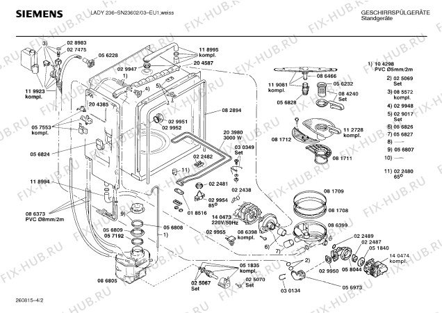 Схема №2 SN23602 с изображением Панель для посудомойки Siemens 00273461