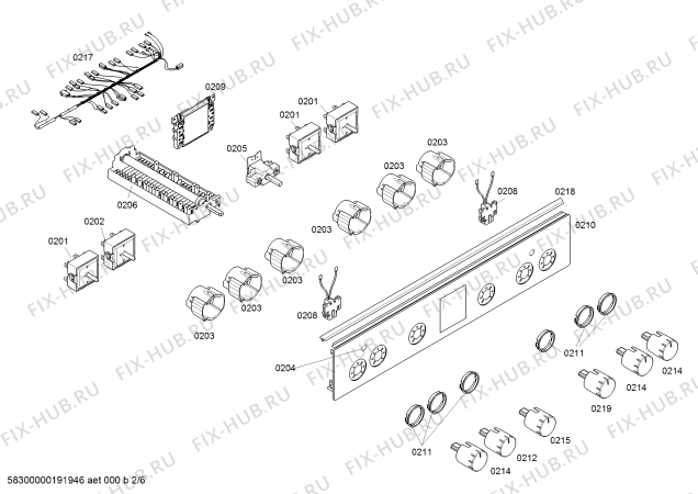 Взрыв-схема плиты (духовки) Bosch HCA743250E - Схема узла 02