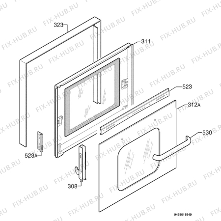 Взрыв-схема плиты (духовки) Rex Electrolux FMNC041G - Схема узла Door 003